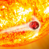 Звезда «поглощает» экзопланету Kepler-56b в представлении художника